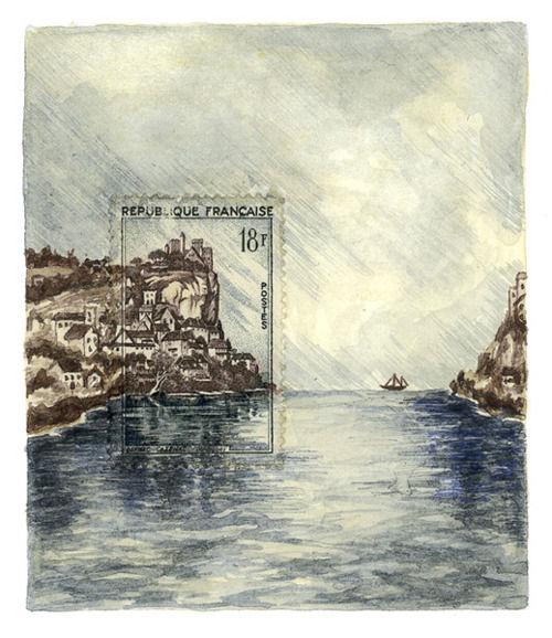 想像力を駆使して描かれた切手の外側