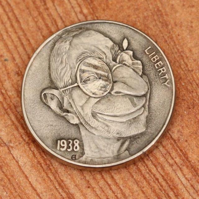 5セント硬貨を彫刻した作品、ホーボー・ニッケルの写真