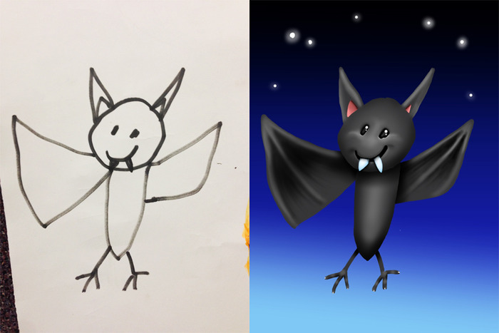 パパ子供の絵に着色したら、アートに仕上がった写真