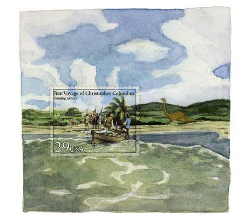 想像力を駆使して描かれた切手の外側