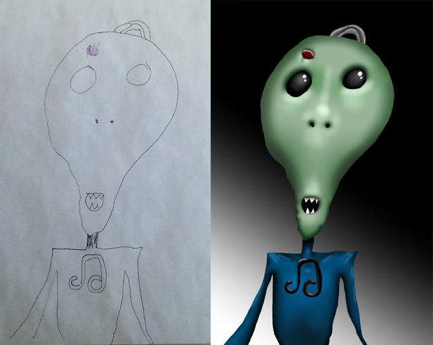 パパ子供の絵に着色したら、アートに仕上がった写真