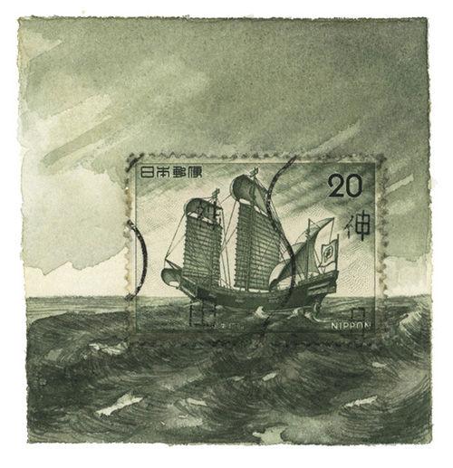 想像力を駆使して描かれた切手の外側